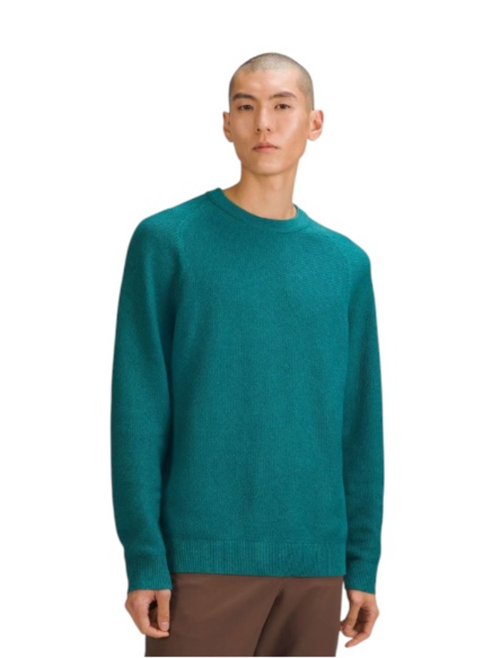 Lululemon Men’s Textured Knit Crewneck Sweater Heathered Green Jasper Size Large